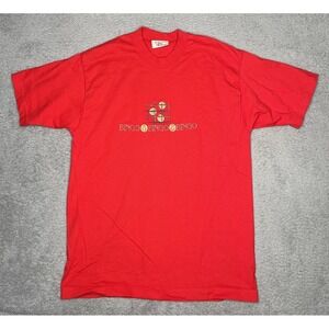 Vintage 90s Bingo T Shirt Mens‎ Large Red Single Stitch Embroidered Made In USA